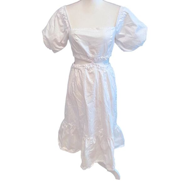 Louna White Cutout Midi Dress Size Small - Picture 5 of 8